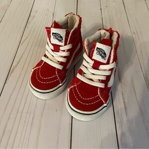 Toddler VANS OFF THE WALL Sk8 Hi Top Zipper Red Sneakers Size 4